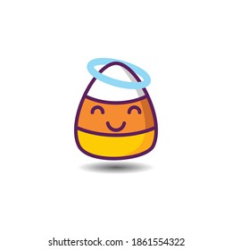 Candy Corn Innocent Emoji Icon - Smiley Emoji Icon Set, Vector Cartoon Illustration.