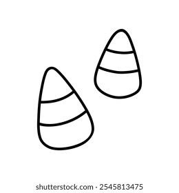 Candy corn isolated on a white background. Hand-drawn vector illustration in doodle style. Perfect for decorations, logo and Halloween designs.