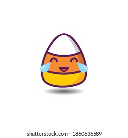 Candy Corn Joy Emoji Icon - Smiley Emoji Icon Set, Vector Cartoon Illustration.