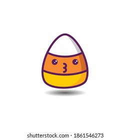 Candy Corn Kissing Emoji Icon - Smiley Emoji Icon Set, Vector Cartoon Illustration.