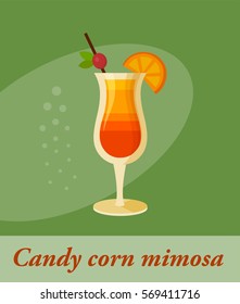 Candy Corn Mimosa Cocktail Menu Item Or Any Kind Of Design. Party Drink In Circle Icon Vector Illustration