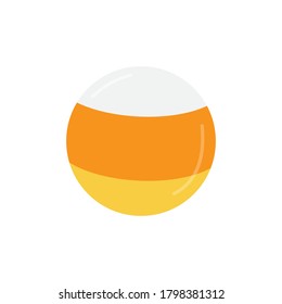 Candy corn round vector illustration icon. Scary, spooky halloween circle popular sweet candy. Isolated.