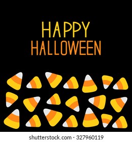 Candy corn set. Happy Halloween card. Flat design. Vector illustration