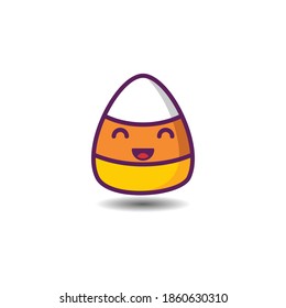 Candy Corn Smile Emoji Icon, Cartoon Illustration 