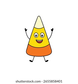 candy corn with smiling face and waving arms