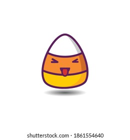 Candy Corn Atrapado Tongue Ojos Cerrados Icono Emoji, caricatura Ilustración 