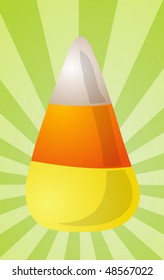 Candy corn sweet confection, illustration on radial burst vector
