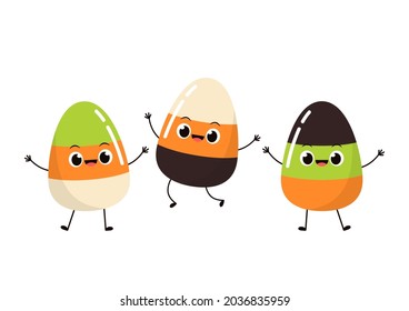 Candy corn vector. Candy corn character design.