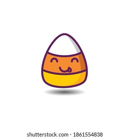 Candy Corn Yum Emoji Icon, Cartoon Illustration 