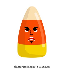 Candy corns angry Emoji. Sweet emotion evil. Sweets for Halloween
