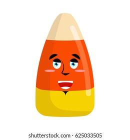Candy corns happy Emoji. Sweet emotion merry. Sweets for Halloween