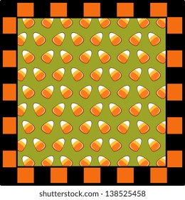 Candy corns on a black and orange border. EPS 10