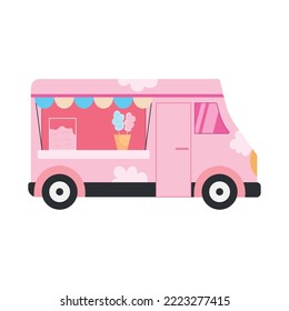 candy cotton food truck on white background