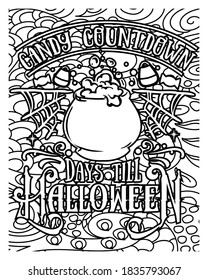 Candy countdown.Halloween coloring book.Halloween fun coloring pages