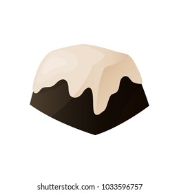 Candy covered with dark chocolate and covered with fresh milk chocolate. Icon sweets Vector illustration.