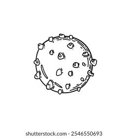 Сhocolate candy with crushed nuts. Vector illustration isolated on white background. Black and white sketched style.