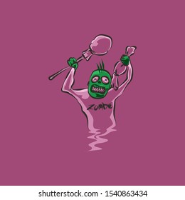 Candy cute zombie vector design with pink color. Cute zombie tshirt design