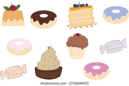 Candy-Wüstenset mit Cupcake-Pudding-Donut
