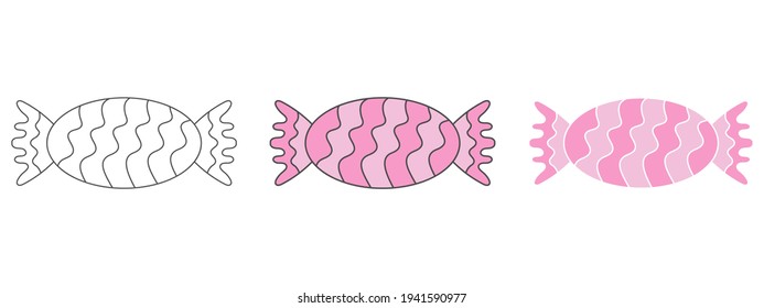 candy design vector illustration. hand drawn element. black and white outline