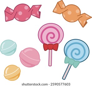 candy, dessert, lollipop, lolly, candy set