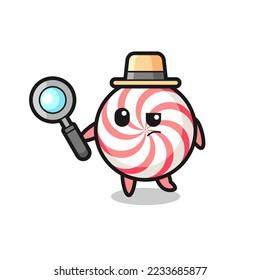 candy detective character is analyzing a case , cute style design for t shirt, sticker, logo element