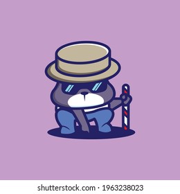 A candy detective with a little dog character wearing a hat and candy cane