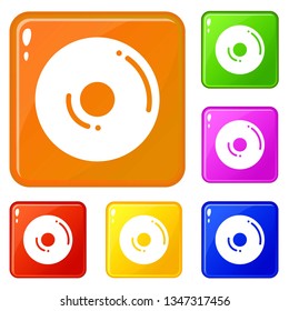 Candy donut icons set collection vector 6 color isolated on white background