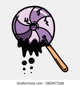 Icono vectorial de color de doodle de caramelo. Línea dibujada a mano en la ilustración del esbozo de dibujo.