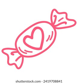 Candy Doodle Drawing Valentine’s Day Vector Illustration