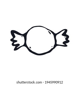 Candy doodle icon sign logo Hand drawn ink sketch Sweet pleasure symbol decoration Abstract design Cartoon children's style Fashion print clothes apparel greeting invitation card cover flyer poster