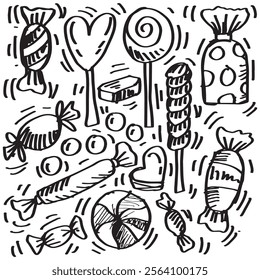 Candy doodle set. Hand drawn vector illustration for your design