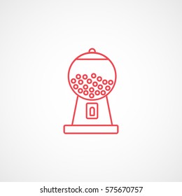 Candy Dragee In Ball Red Line Icon On White Background
