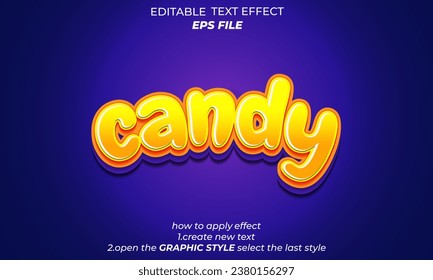 efecto de texto modificable de caramelos estilo de fuente 3d para el logotipo y marca comercial. plantilla de vector