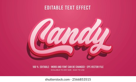 candy editable text effect	, candy editable 3D text