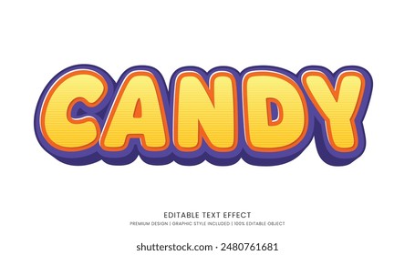 candy editable text effect template 3d bold typography style, food logo and fast food brand