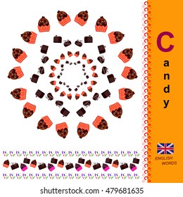 Candy. English alphabet. Abc