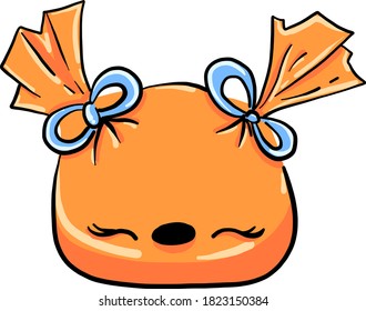 Candy with eyes, illustration, vector on white background
