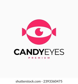 CANDY EYES SWEET NEGATIVE SPACE LOGO VECTOR ICON ILLUSTRATION