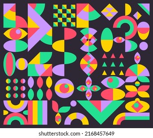 Candy Factory Geometric Abstract Background Design With Fruity Milky Color Palette. Suitable For Template, Banner, Covers, Wallpaper And Wall Decoration, Web Design, Cards, Poster, Etc.