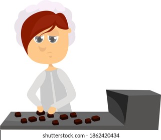 Candy factory, illustration, vector on white background.