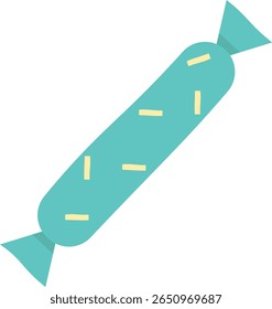 Candy in a festive wrapper. Long stick - sweet dessert hand drawn. Flat vector illustration on a transparent background.