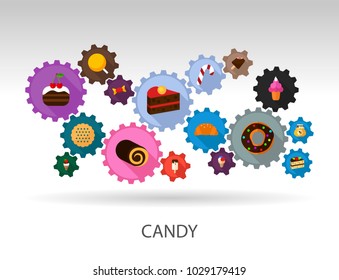 Candy flat icon concept. Vector illustration. Element template for design.