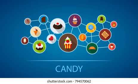 Candy flat icon concept. Vector illustration. Element template for design.