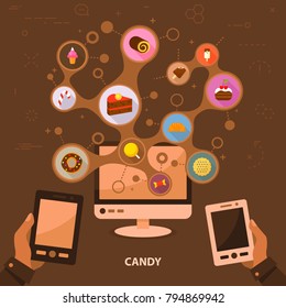 Candy flat icon concept. Vector illustration. Element template for design.