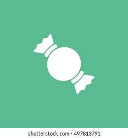 Candy Flat Icon On Green Background