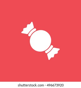 Candy Flat Icon On Red Background