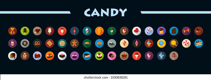 Candy flat icons set. Vector illustration.