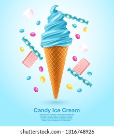 Candy : Flavored Soft Ice cream Set : Vector Illustration