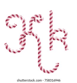 Candy font, letter k, Vector illustration in realistic style isolated from the background
