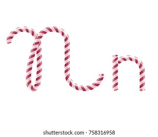 Candy font, letter n, Vector illustration in realistic style isolated from the background
